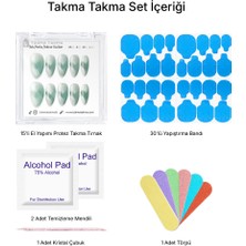 Takma Takma 15'li Yeşil Kısa Badem TT1372 Tekrar Kullanılabilir El Yapımı Protez Takma Tırnak - Mavi-XS