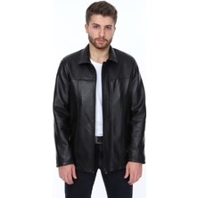 Hakiki Deri Siyah Phılıp Fermuarlı Erkek Deri Ceket