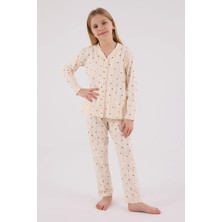 Arnetta Uzun Kol Gömlek Yaka Önden Düğmeli Kız Çocuk Pijama Takım 3435
