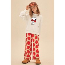 Kız Çocuk Snoopy Baskılı 3 Iplik Kumaş Pamuklu Sweatshirt