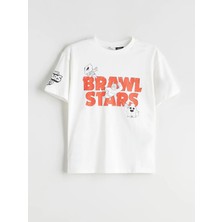 Bisiklet Yaka Brawl Stars Baskılı Erkek Çocuk Tişört  (W5)