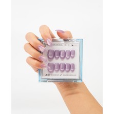 Takma Takma 10'lu Mor Kısa Oval TT1218 Tekrar Kullanılabilir El Yapımı Protez Takma Tırnak - Mor-XS