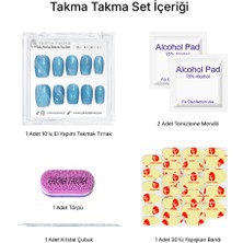 Takma Takma 10'lu Mavi Kısa Balerin TT1176 Tekrar Kullanılabilir El Yapımı Protez Takma Tırnak - Mavi-L