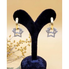 Işıltılı Gold-Silver Çift Yıldız Küpe