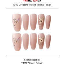 Takma Takma 10'lu Gri Uzun Balerin TT1127 Tekrar Kullanılabilir El Yapımı Protez Takma Tırnak - Gri-XS