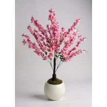 Yapay Ağaç Pembe Bahardalı Ağacı Beyaz Küre Saksıda 100CM Japon Kiraz Çiçeği