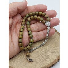 Yeşil Sandal Ağacı Kapsül Kesim 33LÜK Tesbih 7*8mm (56606)