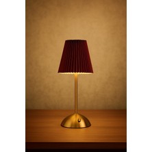 Metal Bordo Dokunmatik Şarjlı Masa Lambası Abajur