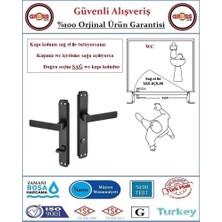 Kare Wc Banyo Kapı Kolu - Mat Siyah - 1 Takım Ön ve Arka - Sağ