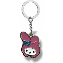 Anime Melody & Kuromi Pembe Figürlü Metal Anahtarlık – Kawaii Tarzda Zamak Kaplama Sevimli Aksesuar