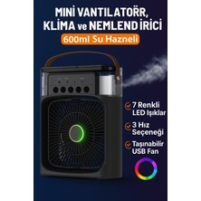 Mini Klima & Hava Nemlendirici 600ML Taşınabilir USB Fan LED Işıklı