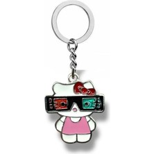 Gözlüklü Hello Kitty Figürlü Anahtarlık – Eğlenceli ve Sevimli Aksesuar
