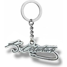 Atatürk Imza Figürlü Metal Anahtarlık – Gümüş Renk Unisex Aksesuar