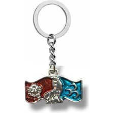 Bozkurt ve Hilal Figürlü Türkiye Haritası Anahtarlık – Gümüş Renk Unisex Metal Aksesuar