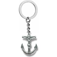 Hz. Isa ve Deniz Çapası Anahtarlık – Metal Takı, Dini & Sembolik Stil