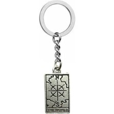 The World Tarot Kartı Figürlü Anahtarlık – Zamak Metal Mistik Unisex Aksesuar
