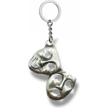 Tiyatro Maskeleri Figürlü Metal Anahtarlık – Sanat ve Drama Sembolü