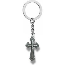Antik Tasarım Haç Figürlü Unisex Anahtarlık – Zamak Metal Vintage Dini Temalı Çanta Süsü