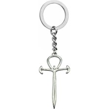 Ankh ve Kılıç Figürlü Haç Metal Anahtarlık – Unisex Gotik & Antik Aksesuar