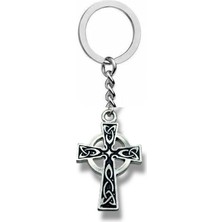 Siyah Haç Celtic Cross Figürlü Anahtarlık – Gotik ve Spiritüel Tarz Aksesuar