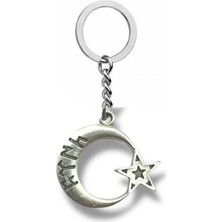 Göktürkçe “türk” Yazılı Ay Yıldız Figürlü Metal Anahtarlık Türk Kültürünü Yansıtan Aksesuar