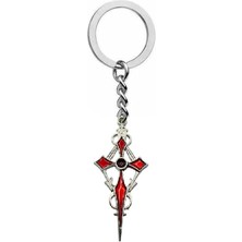 Kırmızı Sacina Gotik Haç Figürlü Metal Anahtarlık – Unisex Alternatif & Vintage Aksesuar