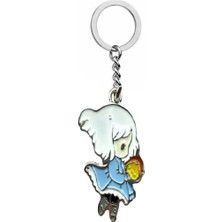 Mavi Elbiseli Anime Kız Figürlü Anahtarlık – Sevimli ve Dayanıklı Metal Aksesuar