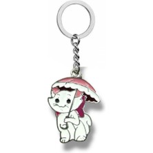 Gatinha Marie Şemsiyeli Figürlü Unisex Anahtarlık – Sevimli ve Zarif Günlük Aksesuar