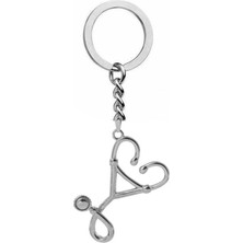 Kalp ve Steteskop Figürlü Anahtarlık – Zamak Metal Sağlık Temalı Unisex Aksesuar