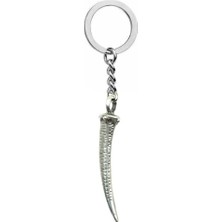 Fil Dişi Formunda Figürlü Anahtarlık – Sembolik Tarz Zamak Metal Unisex Aksesuar