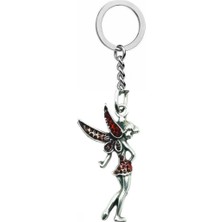 Kırmızı Tinkerbell Figürlü Unisex Metal Anahtarlık – Masalsı ve Fantastik Aksesuar