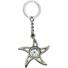 Kadın Deniz Yıldızı Anahtarlık – Gümüş Taş Detaylı Zamak Kaplama Şık Aksesuar