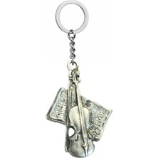 Müzik Temalı Keman ve Nota Kitap Figürlü Unisex Metal Anahtarlık