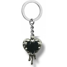 Black Crystal Heart Melting Unisex Zamak Kaplama Anahtarlık – Zarafet ve Gizemin Simgesi