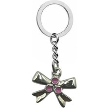 Pembe Taşlı Kurdele Figürlü Unisex Anahtarlık – Zarif ve Romantik Aksesuar