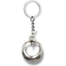 Ayyıldız Figürlü Metal Anahtarlık – Gümüş Renk Unisex Vatansever Aksesuar