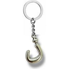 Arapça Nun Harfli Anahtarlık – ن Harfi Zamak Kaplama 60 cm Zincirli