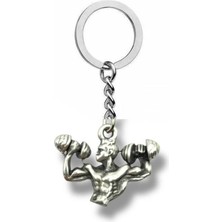 Gücünü Yanında Hisset – Dambıl Taşıyan Sporcu Figürlü Unisex Metal Anahtarlık