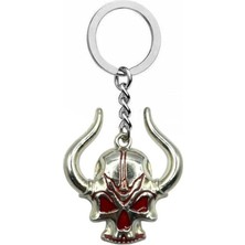 Kırmızı Gözlü Viking Kafatası Unisex Anahtarlık – Güç ve Cesaretin Anahtarı