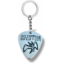 LED Zeppelin Rock Grubu Pena Şeklinde Çift Taraflı Rock Işaretli Metal Anahtarlık