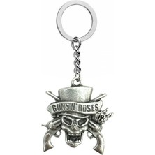 Guns N' Roses Gümüş Düz Zincir Metal Anahtarlık – Rock Tarzı Unisex Aksesuar