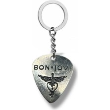 Bon Jovi Rock Grubu Pena Şeklinde Çift Taraflı Rock Işaretli Metal Anahtarlık