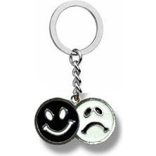Emoji Figürlü Metal Anahtarlık – Renkli ve Eğlenceli Zamak Kaplama Yüz Ifadeli Aksesuar