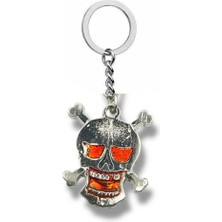 Kırmızı Detaylı Kuru Kafa Anahtarlık – Asi Tarzın Metal Simgesi