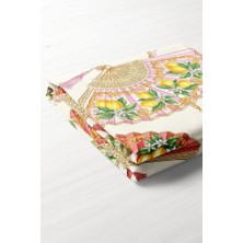 Orient Charm – Yelpaze ve Inci Tasarımlı Masa Örtüsü - 130X204CM