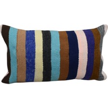 Yeni El Dokuma Dekoratif Lumbar Kilim Kırlent Yastık Kılıfı 6126