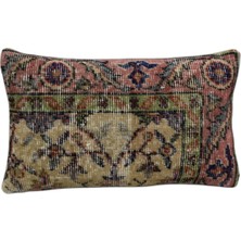 Vintage El Dokuma Dekoratif Lumbar Halı Kırlent Yastık Kılıfı 6129