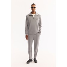 AVVA Erkek Gri Beli Lastikli Bağcıklı Soft Touch Bi-Stretch Regular Fit Eşofman Altı A52Y3406