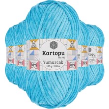 Kartopu 5 Adet Yumurcak Kadife El Örgü İpi Turkuaz K515