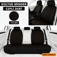 Skoda Favorit 1987–1995 Uyumlu 7 Parça Kapitone Araba Koltuk Minderi Deri Siyah Turuncu - Kaymaz | Trobus